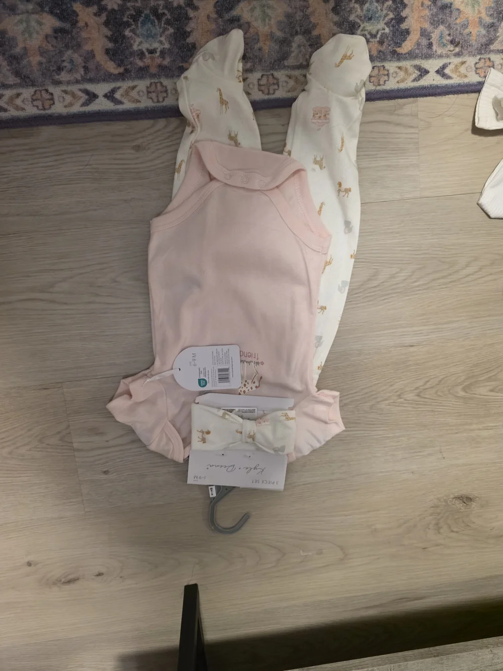 Pink Baby Girls Matching Set with Giraffe Print